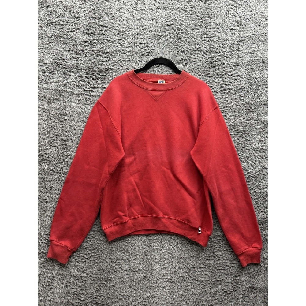 Vintage 1990s Russell Athletic Made In USA Red Blank Crewneck Sweatshirt Small